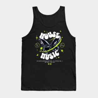 HOUSE MUSIC  - Butterfly Y2K steez (white/lime) Tank Top